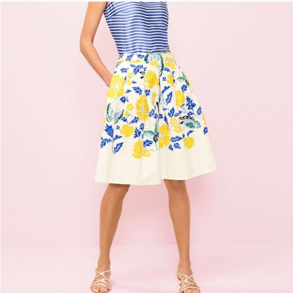 Talbots Floral Fit & Flare Pleated  Skirt